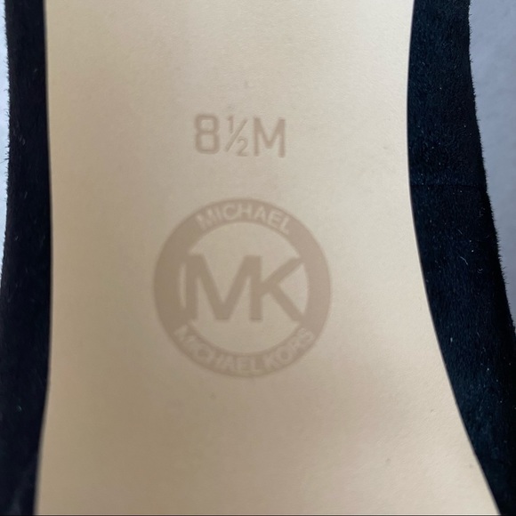 Michael Kors Milan Platform, Peep Toe, Black Suede High Heels - Picture 7 of 9